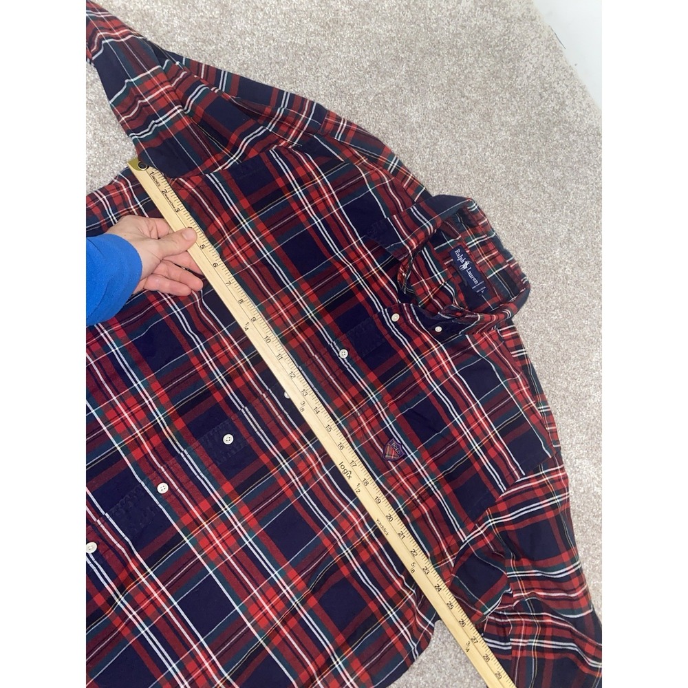 Polo Ralph Lauren Shirt Mens L Cotton Classic Fit Christmas Plaid Golf Logo - Picture 5 of 8
